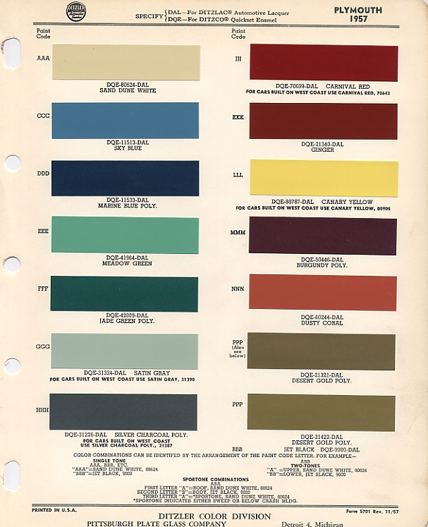 1967 Plymouth Gtx Color Chart