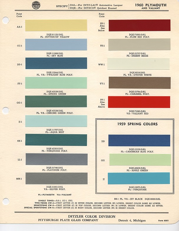 1969 Dodge Color Chart